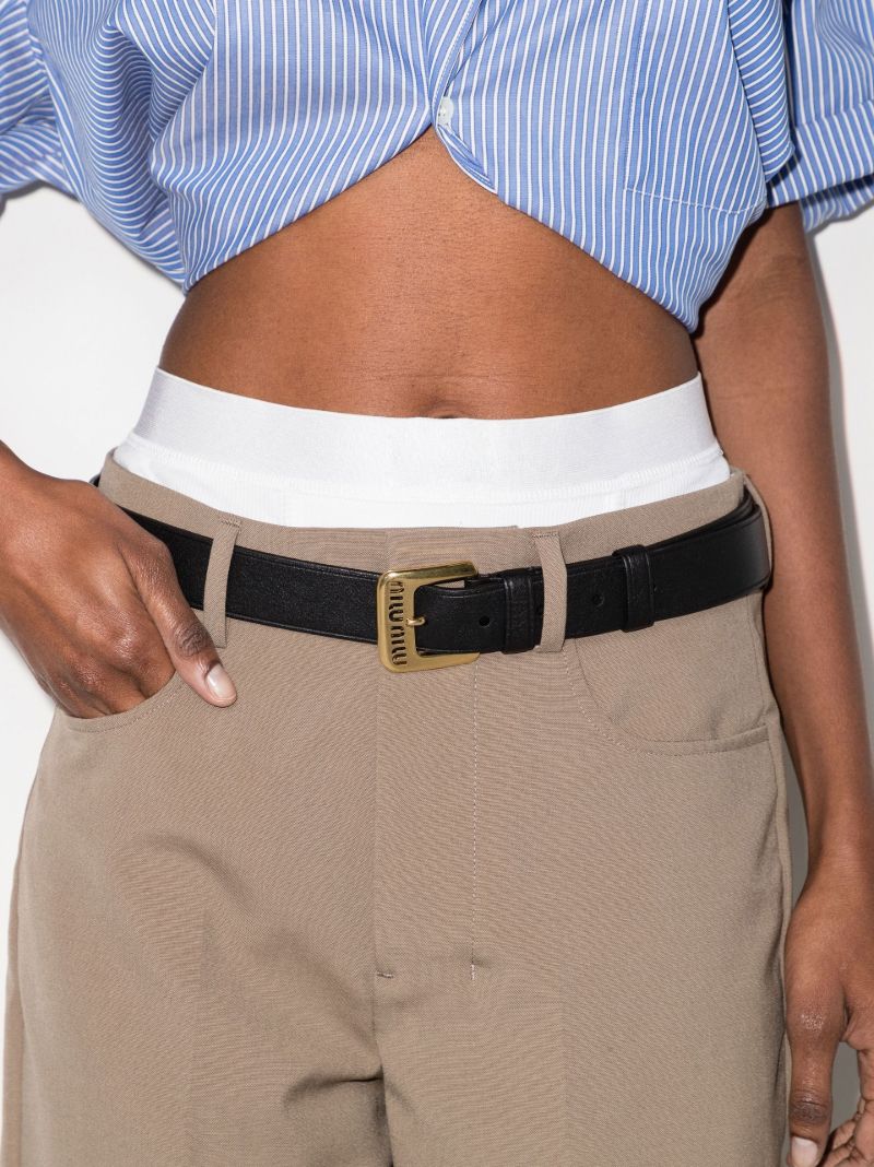 Black Logo Leather Belt