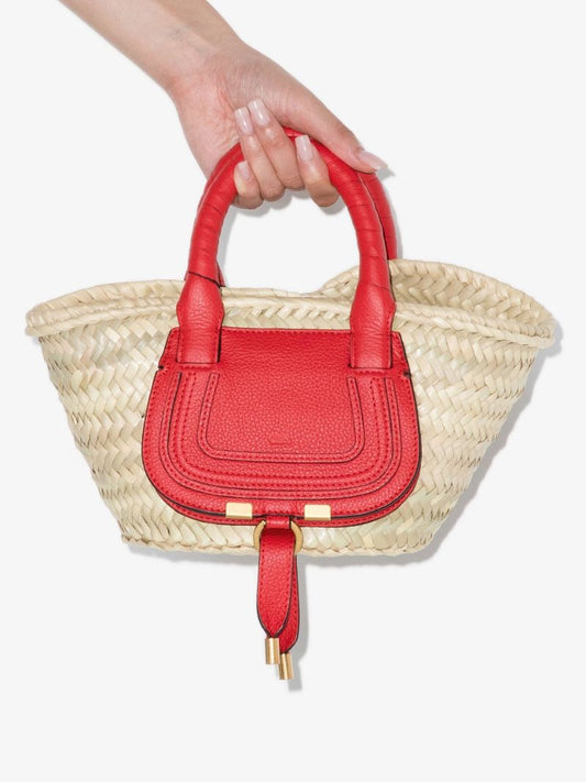 Neutral Marcie Mini Raffia Tote Bag