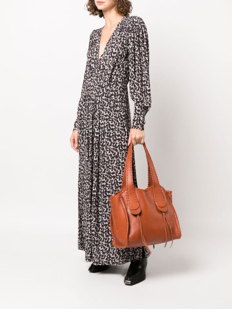 Orange Mony Medium Leather Tote Bag