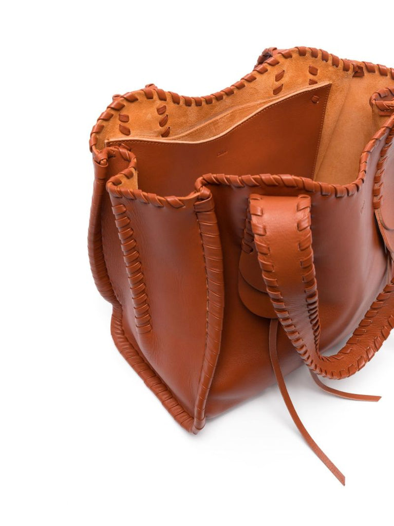 Orange Mony Medium Leather Tote Bag