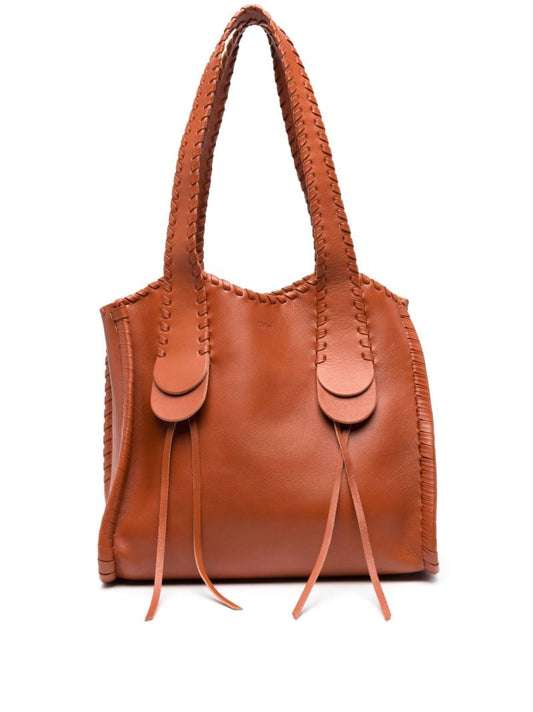 Orange Mony Medium Leather Tote Bag