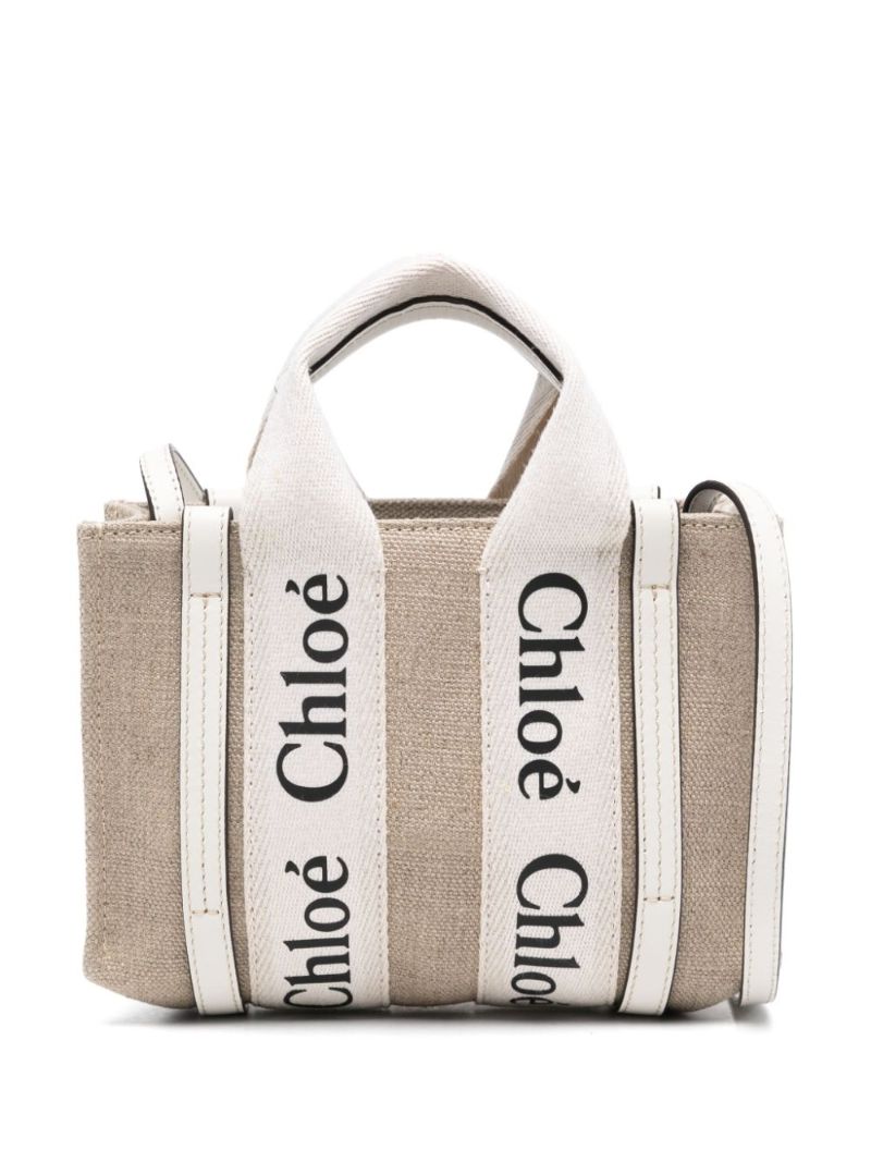 Neutral Woody Mini Canvas Tote Bag