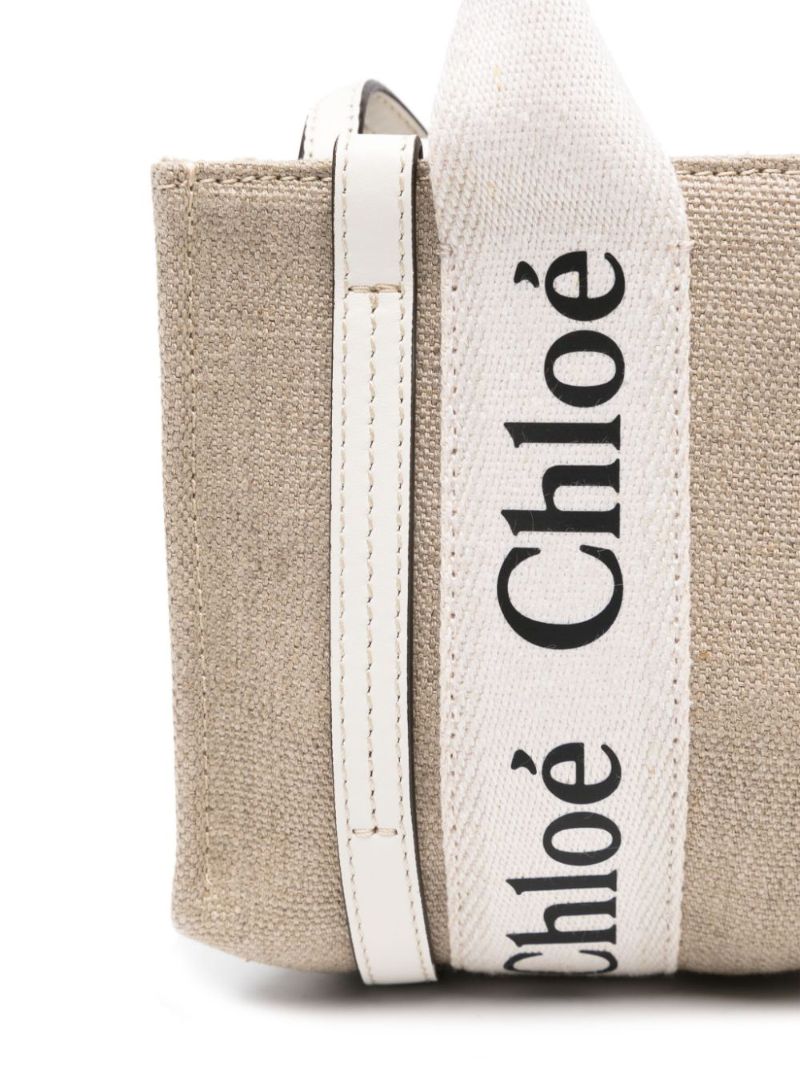 Neutral Woody Mini Canvas Tote Bag