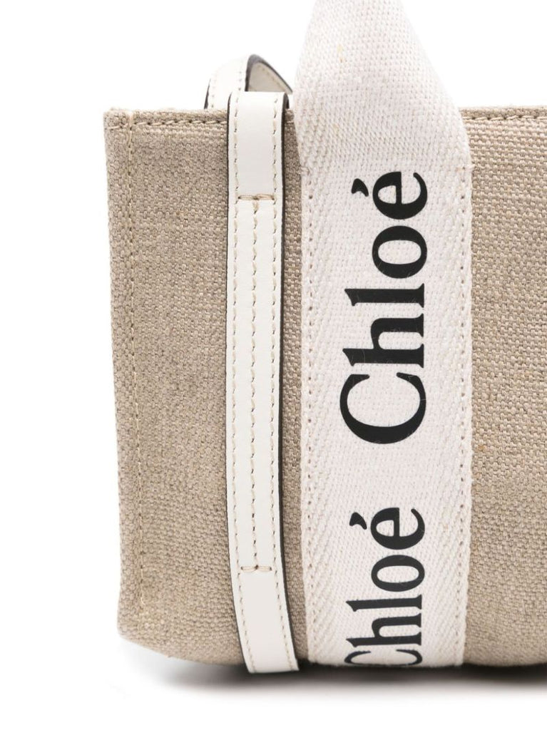 Neutral Woody Mini Canvas Tote Bag