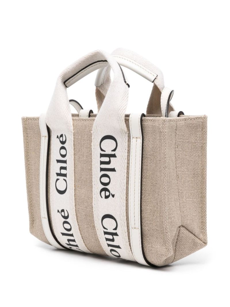 Neutral Woody Mini Canvas Tote Bag