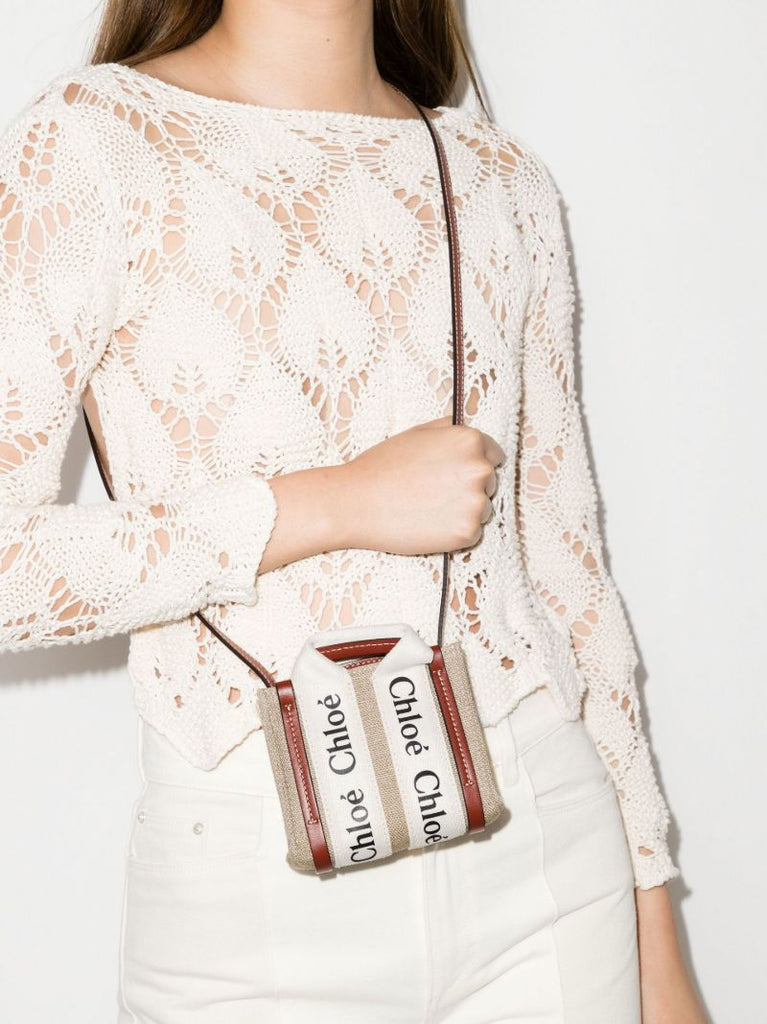 Neutral Woody Micro Canvas Tote Bag