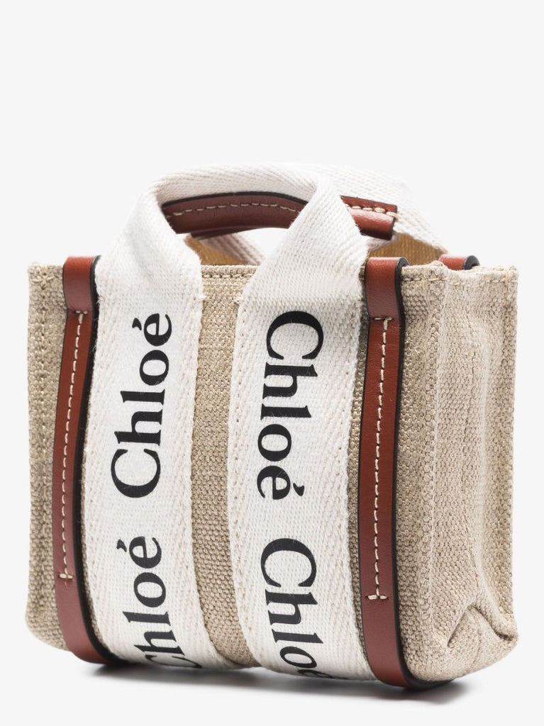 Neutral Woody Micro Canvas Tote Bag