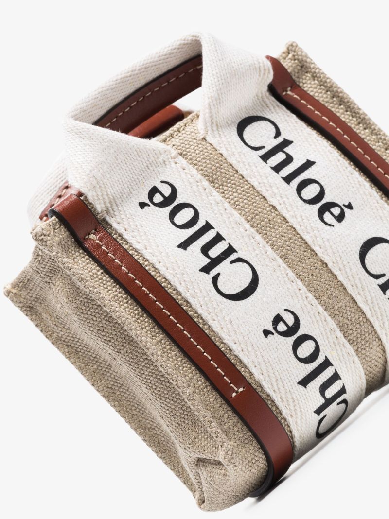 Neutral Woody Micro Canvas Tote Bag