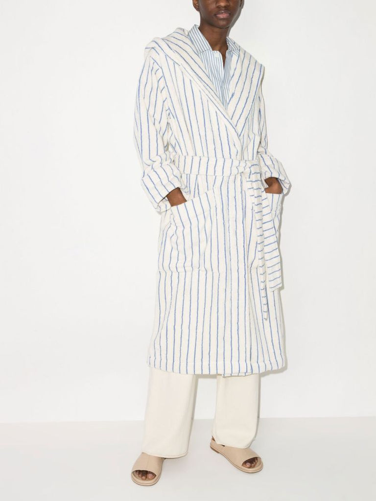 Striped Hooded Organic Cotton Robe