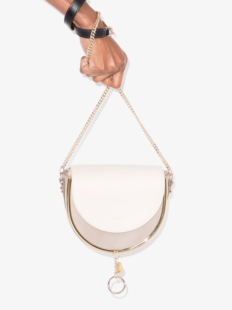 White and Grey Mara Leather Cross Body Bag