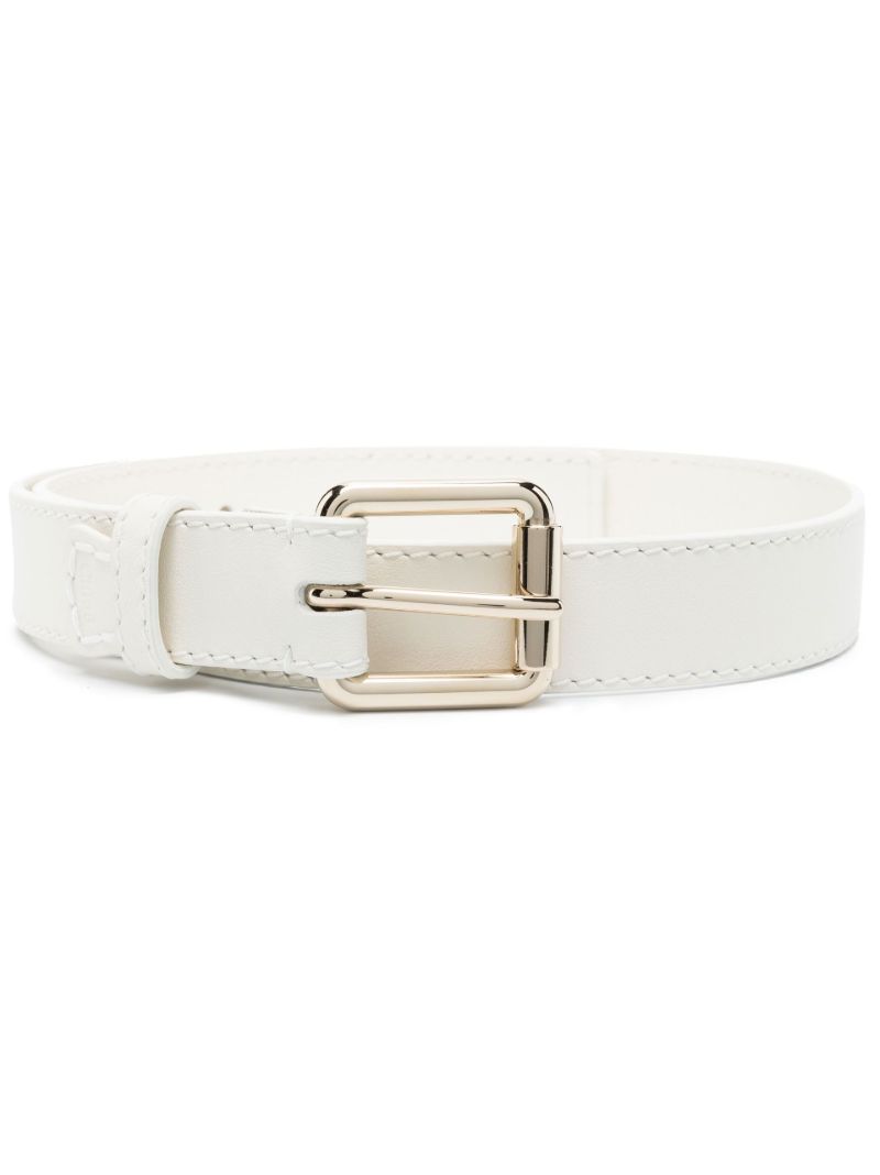 White Edith Leather Belt