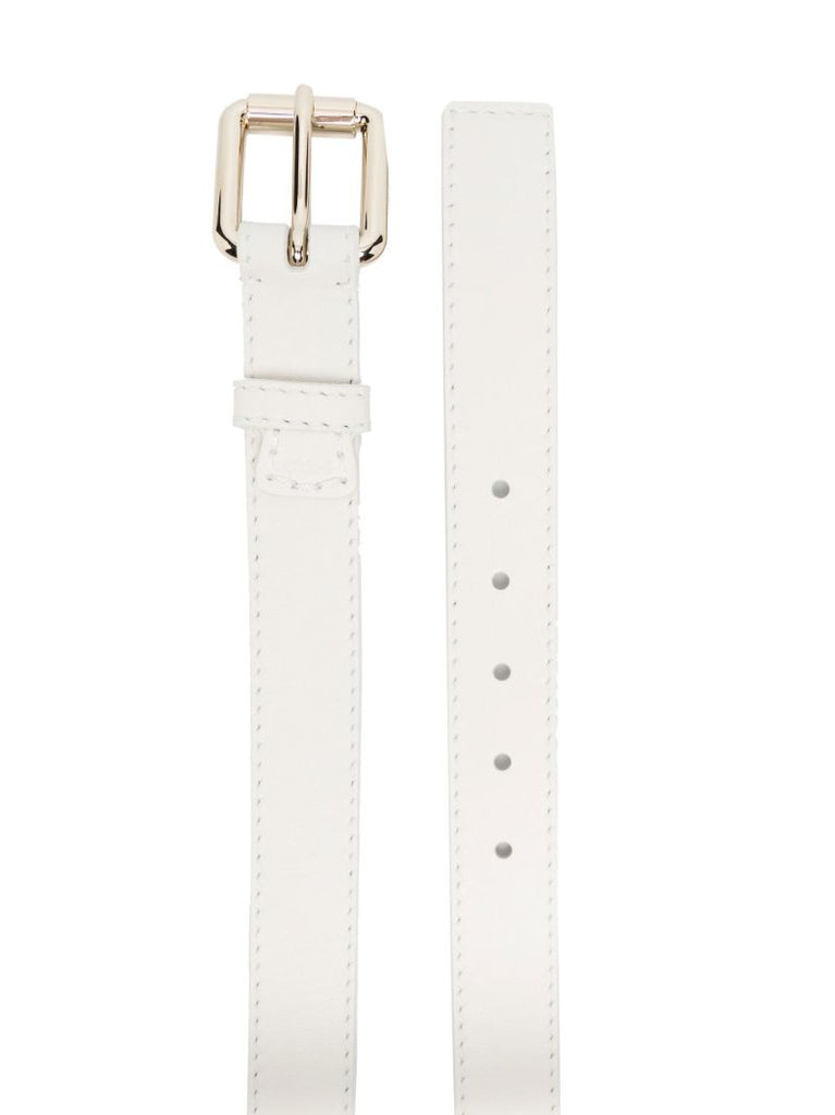 White Edith Leather Belt
