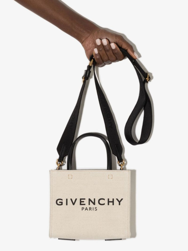 Neutral Mini Logo Canvas Tote Bag