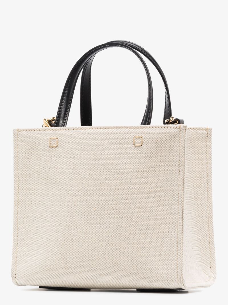 Neutral Mini Logo Canvas Tote Bag