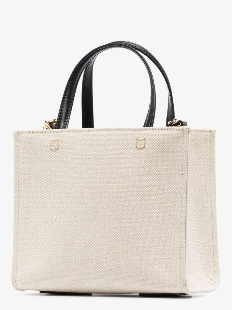 Neutral Mini Logo Canvas Tote Bag
