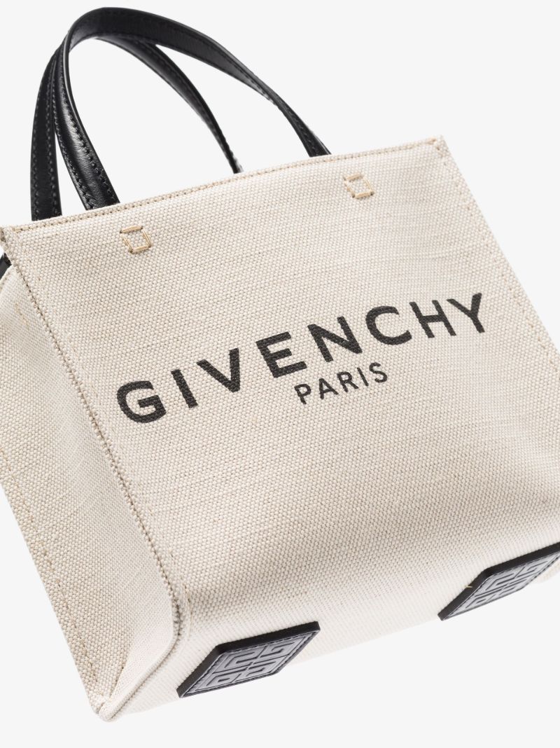 Neutral Mini Logo Canvas Tote Bag