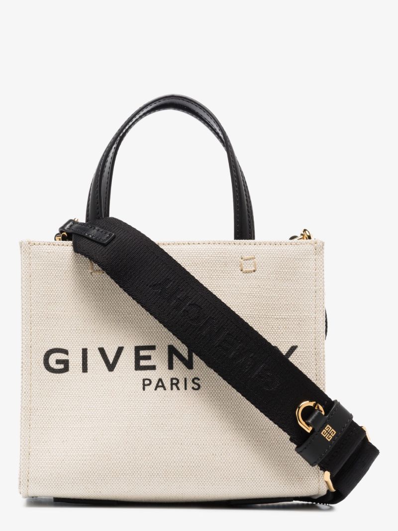 Neutral Mini Logo Canvas Tote Bag