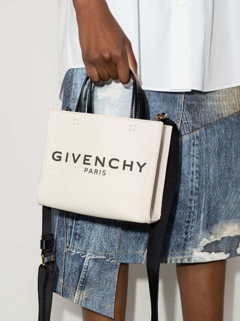 Neutral Mini Logo Canvas Tote Bag