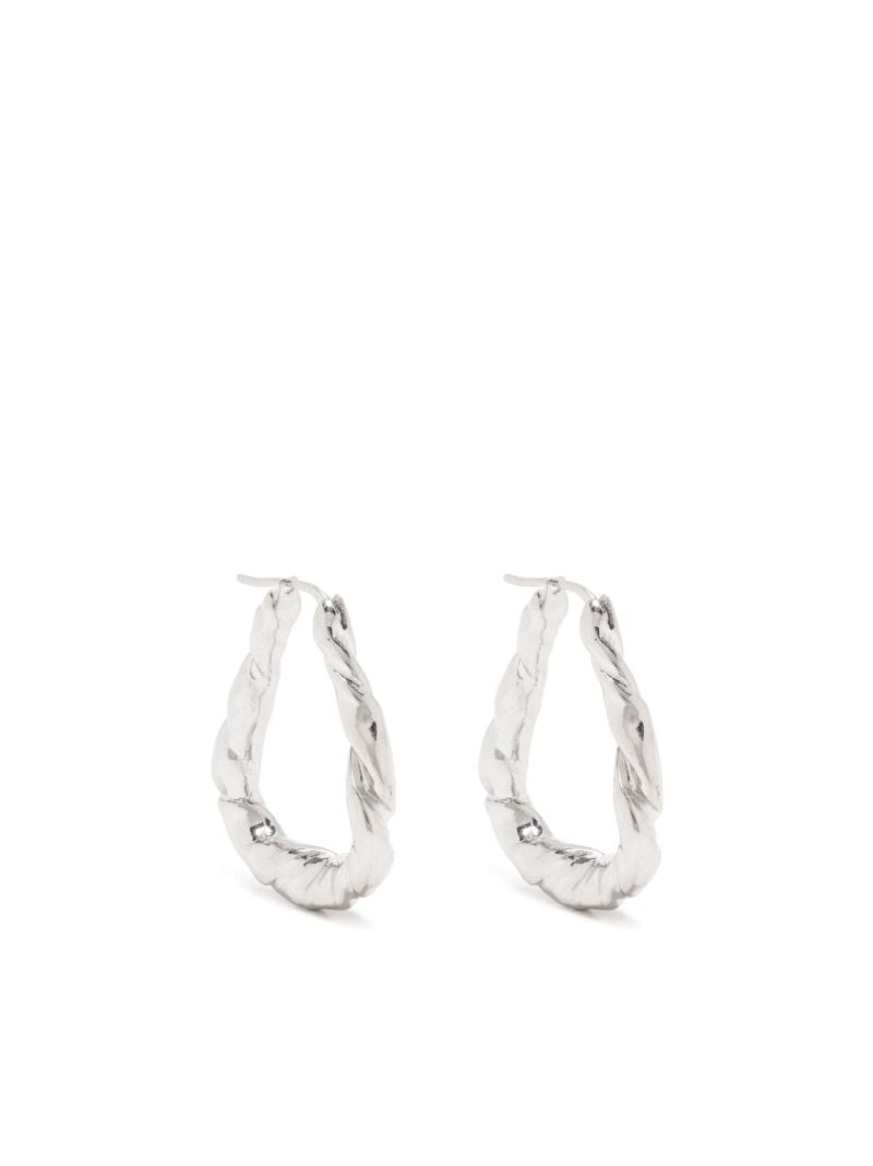 Silver-tone Nappa Twist Large Hoop Earrings