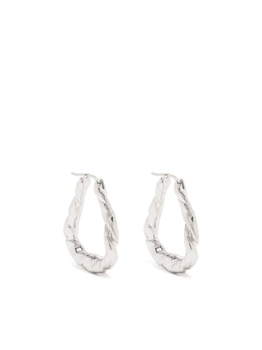 Silver-tone Nappa Twist Large Hoop Earrings