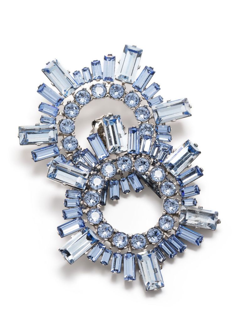 Blue Silver-tone Begum Crystal Earrings