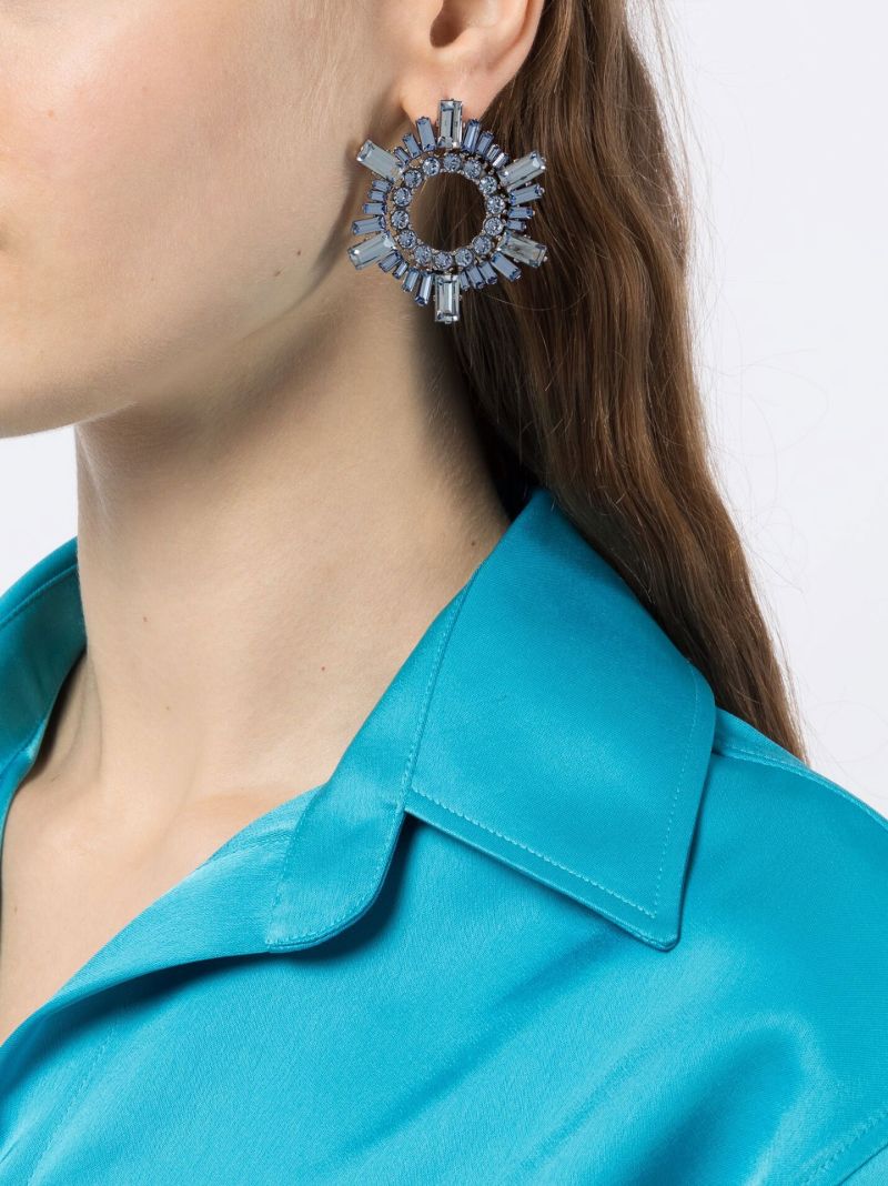 Blue Silver-tone Begum Crystal Earrings