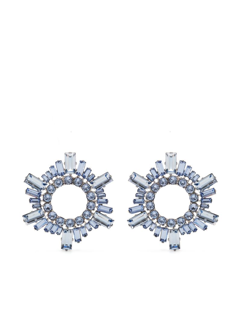Blue Silver-tone Begum Crystal Earrings
