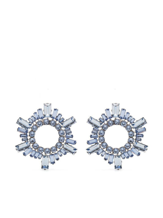 Blue Silver-tone Begum Crystal Earrings