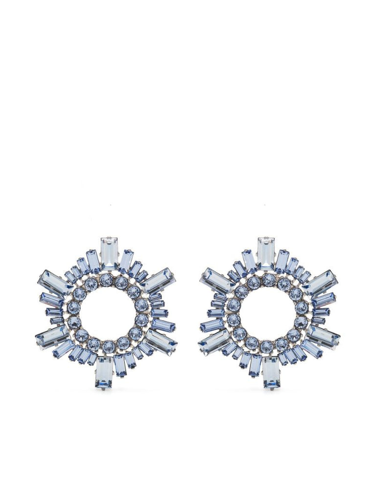Blue Silver-tone Begum Crystal Earrings