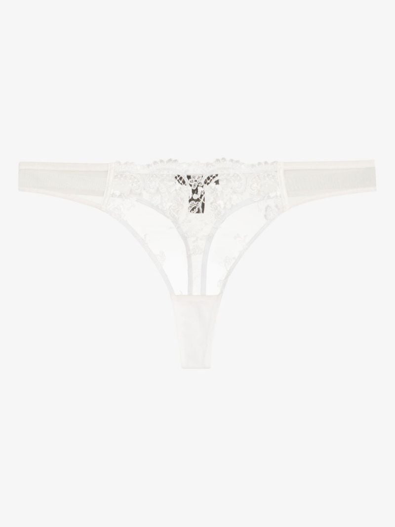 White Juliette Embroidered Tulle Thong