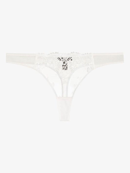 White Juliette Embroidered Tulle Thong