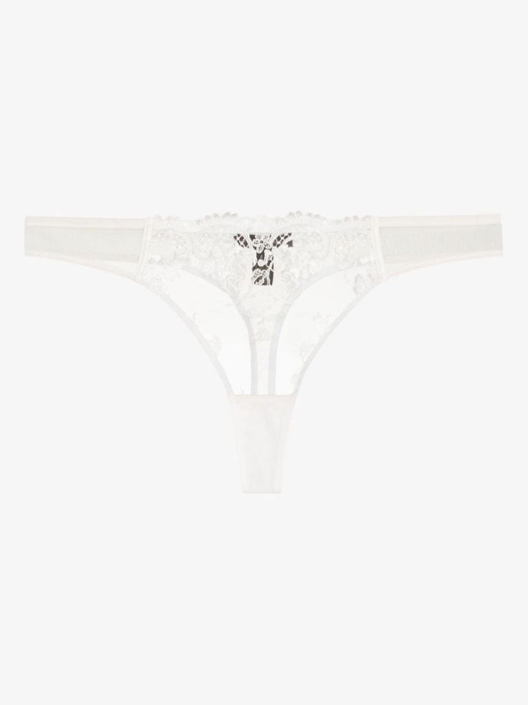 White Juliette Embroidered Tulle Thong