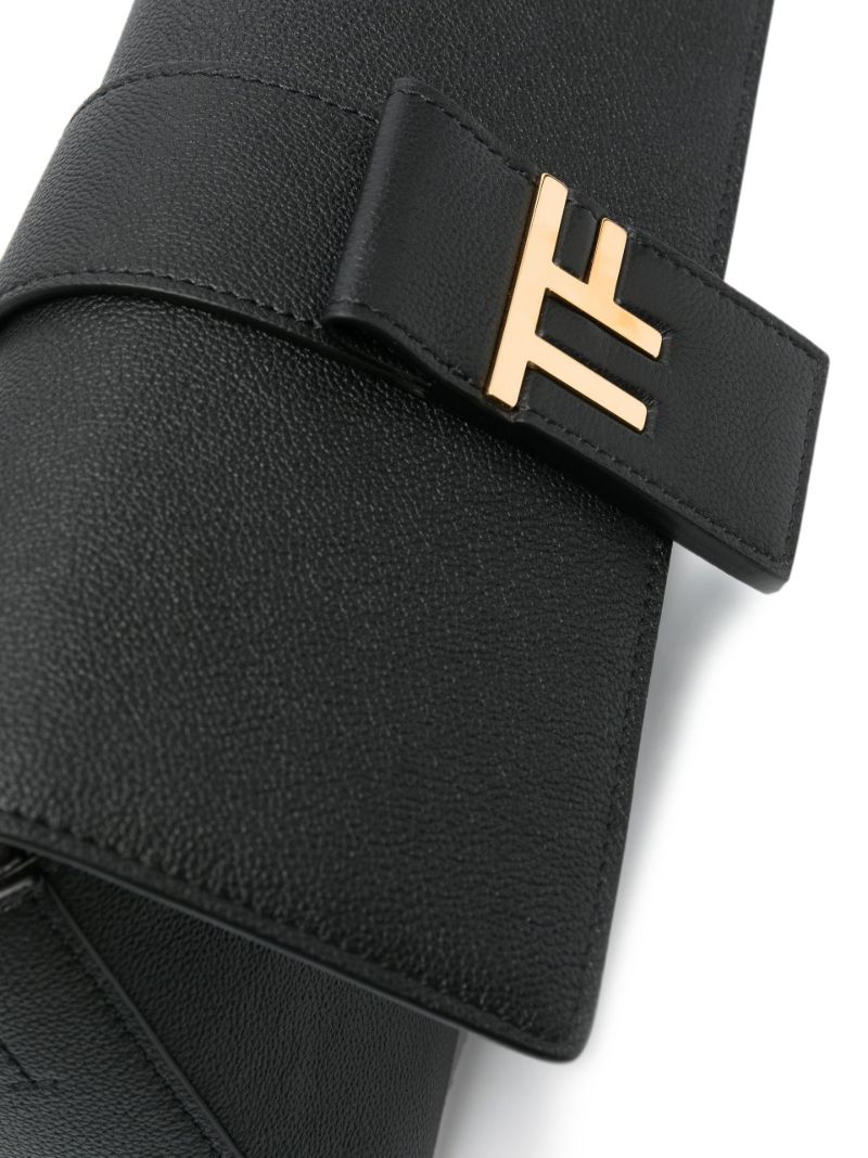 Black Logo Plaque Leather Shoulder Bag