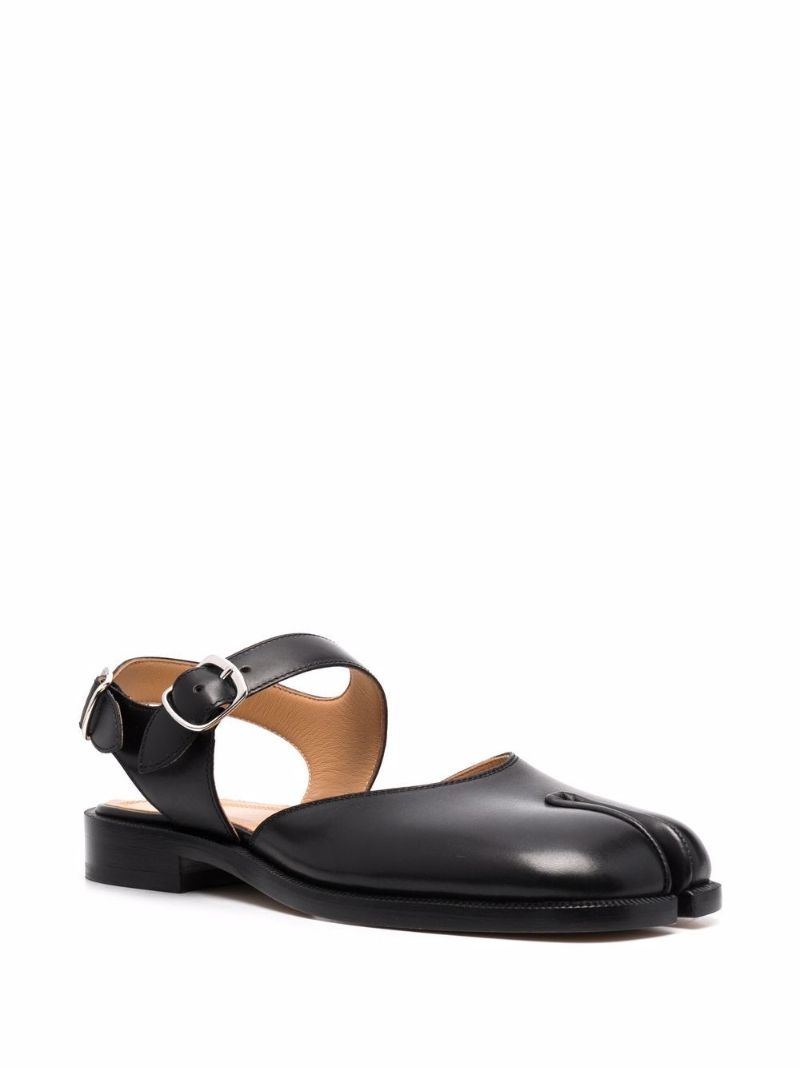 Black Tabi Leather Flat Sandals