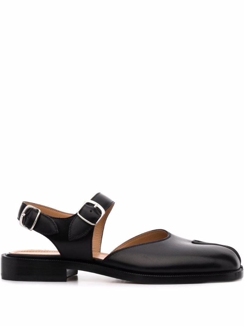 Black Tabi Leather Flat Sandals