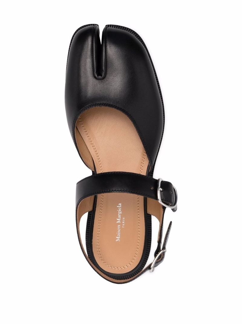 Black Tabi Leather Flat Sandals