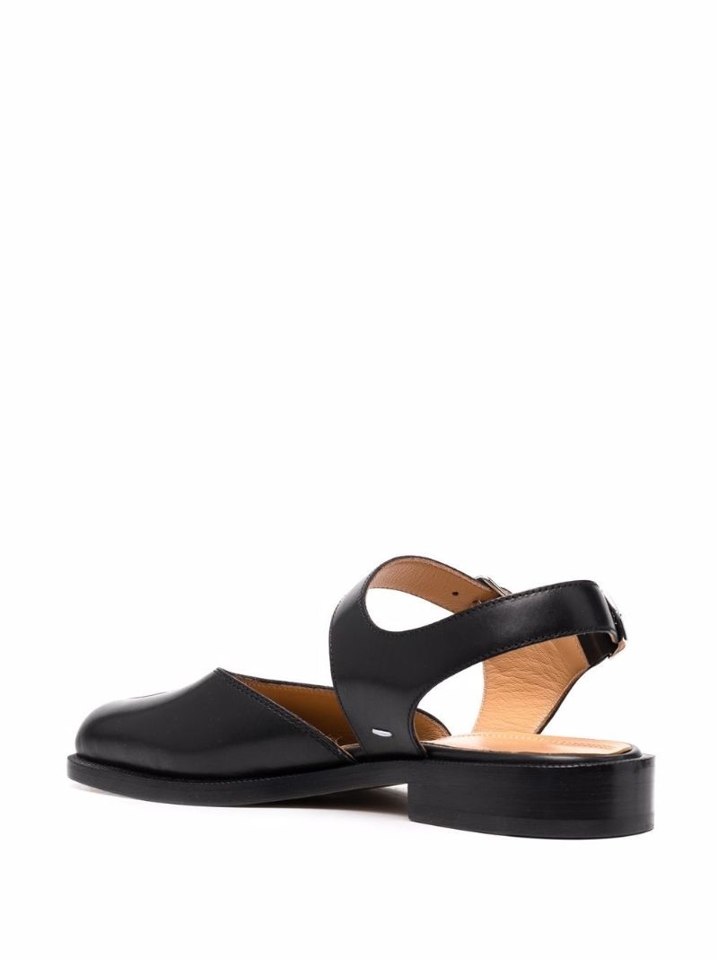 Black Tabi Leather Flat Sandals