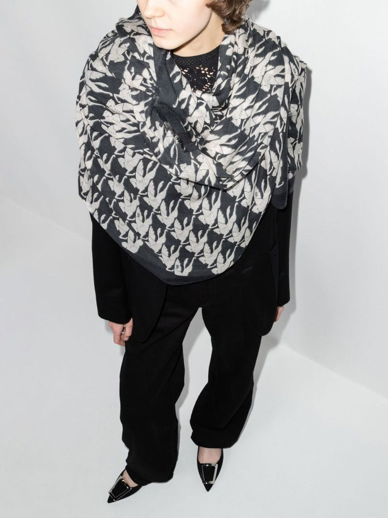 Black Pegaso Print Cashmere Scarf