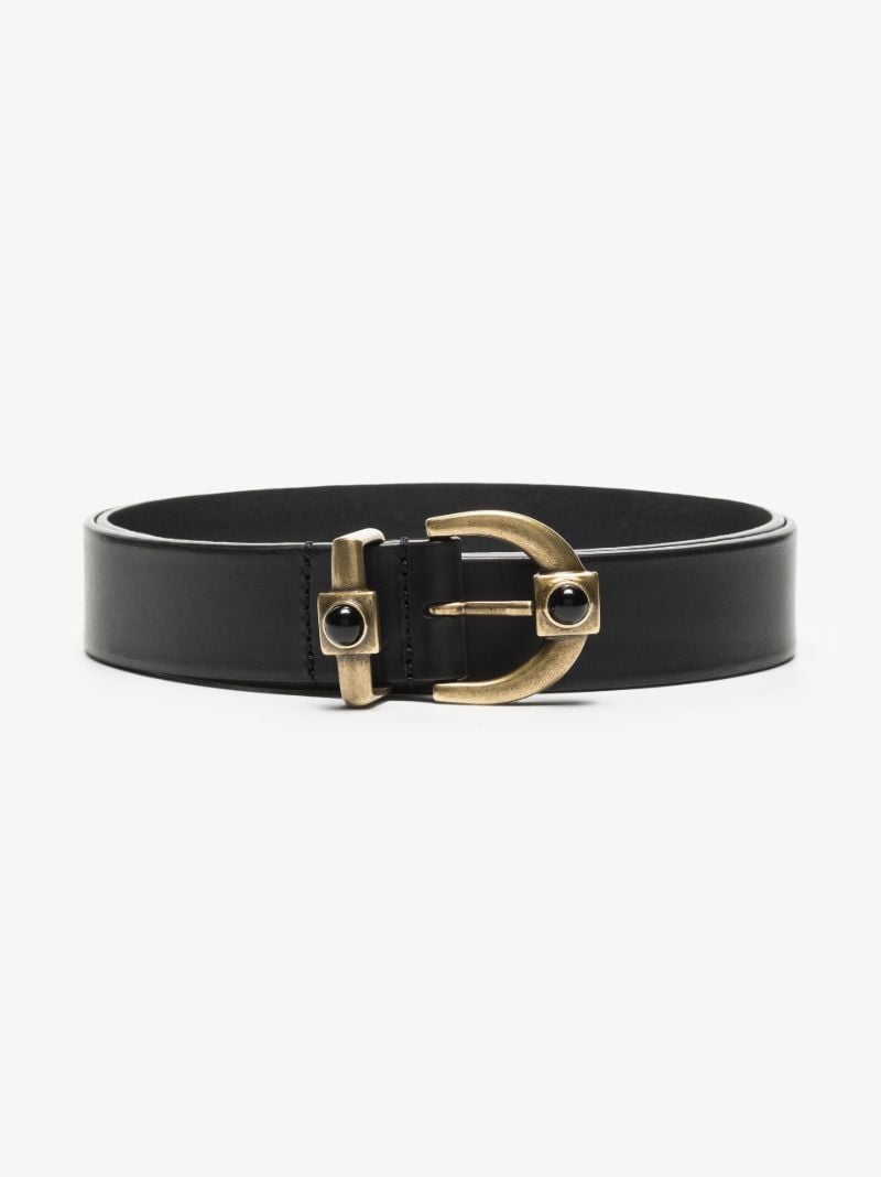 Black Crown Me Embellished Leather Belt