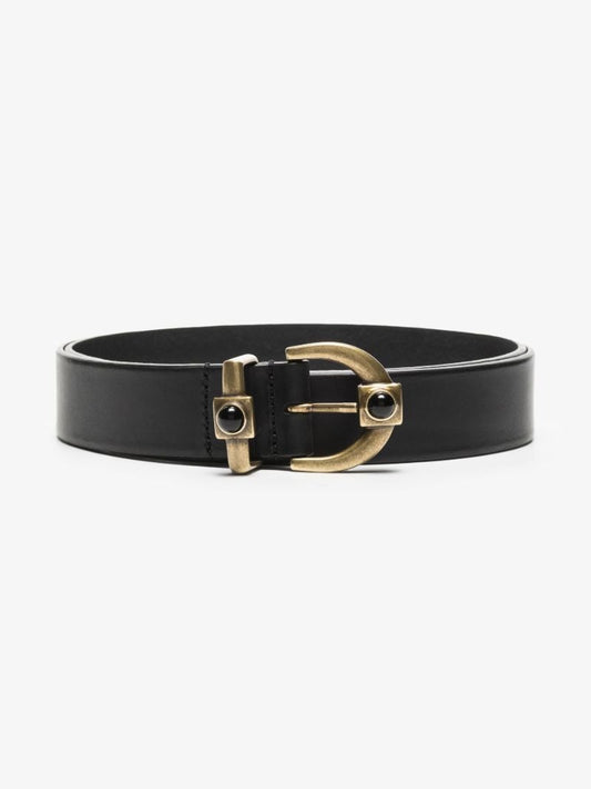 Black Crown Me Embellished Leather Belt