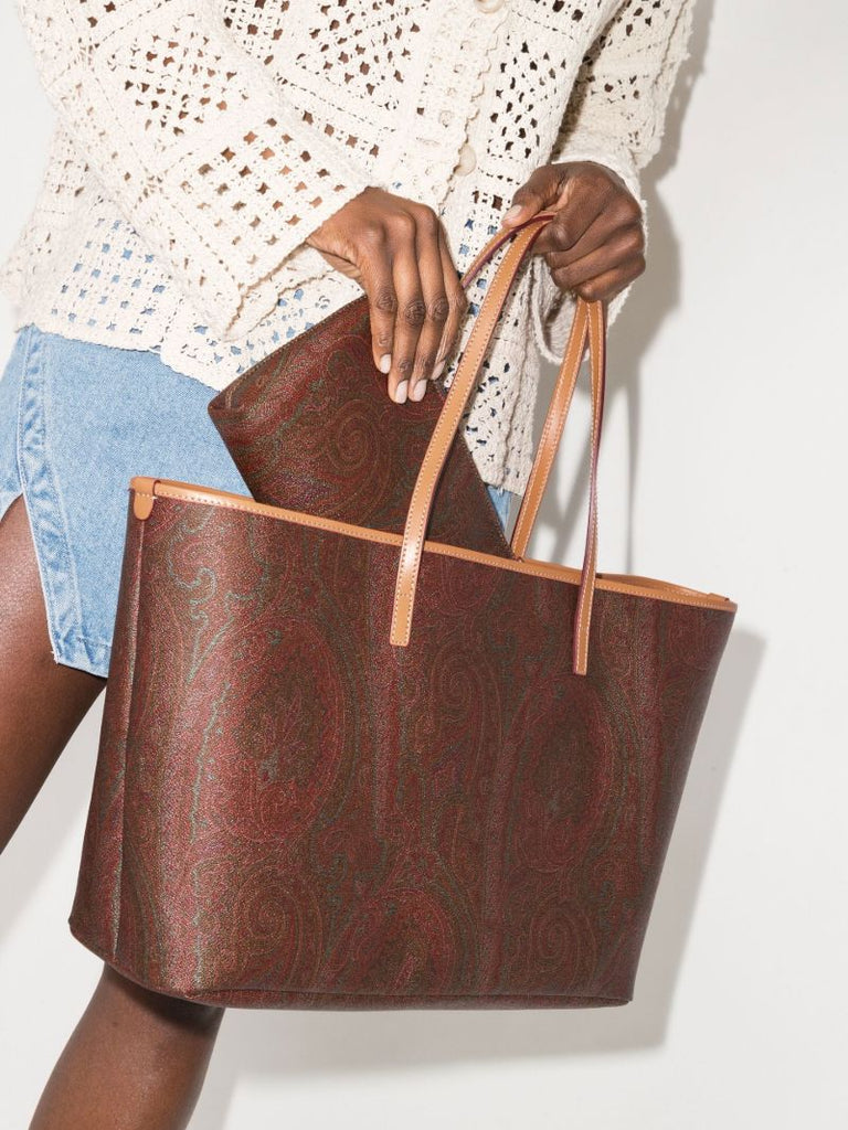 Neutral Paisley Print Tote Bag