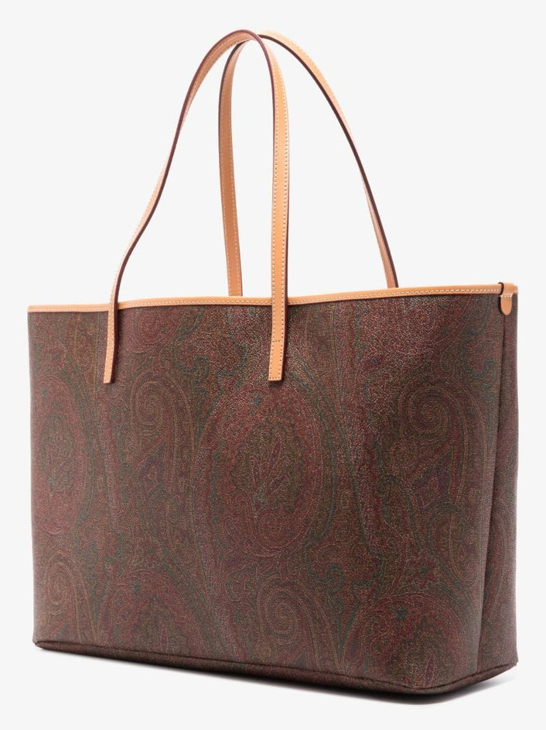 Neutral Paisley Print Tote Bag