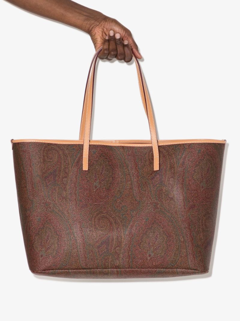 Neutral Paisley Print Tote Bag