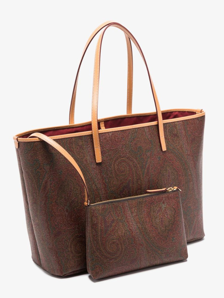 Neutral Paisley Print Tote Bag