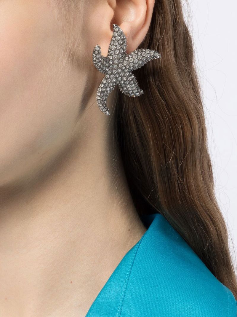 Silver-plated Astra Starfish Crystal Earrings