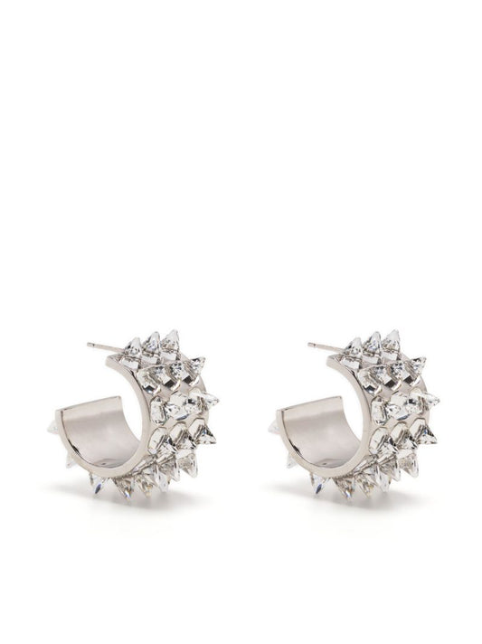 Silver-plated Karma Spiked Small Hoop Earrings