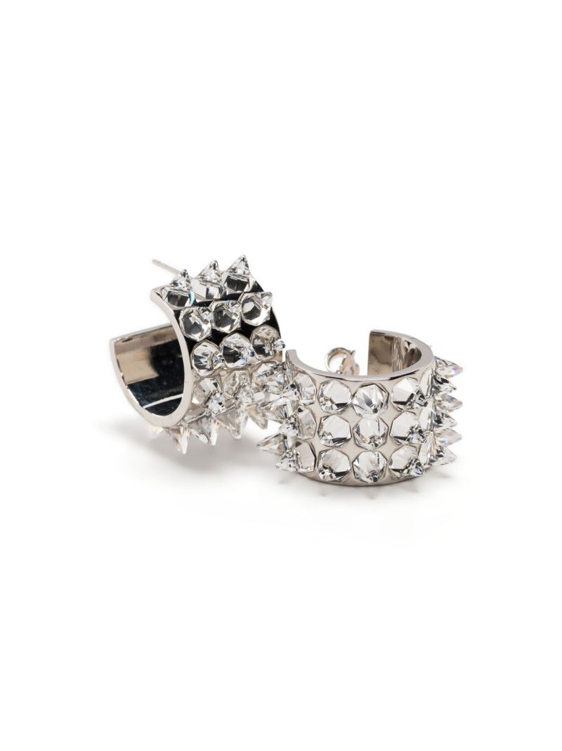 Silver-plated Karma Spiked Small Hoop Earrings
