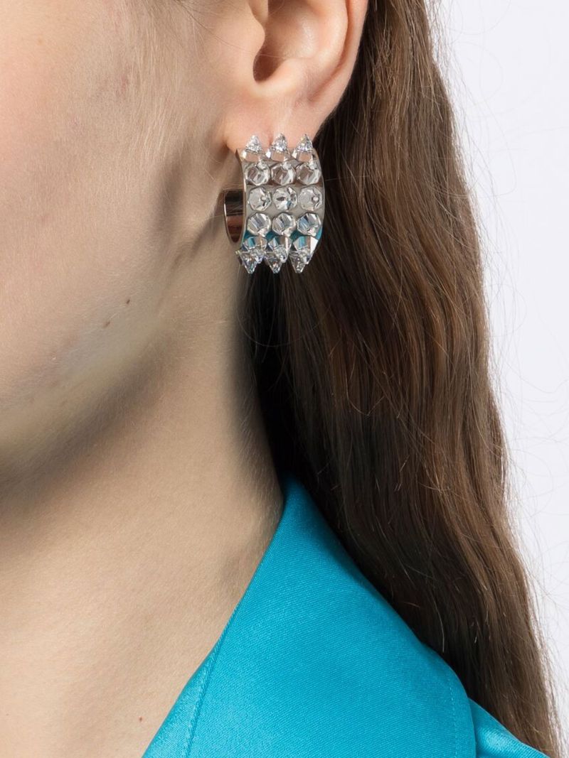 Silver-plated Karma Spiked Small Hoop Earrings