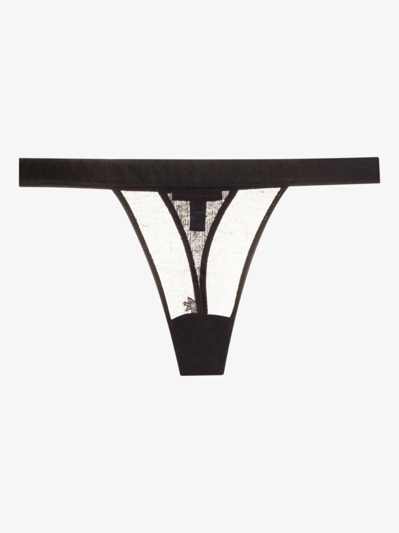 Black Intime Ribbed Thong