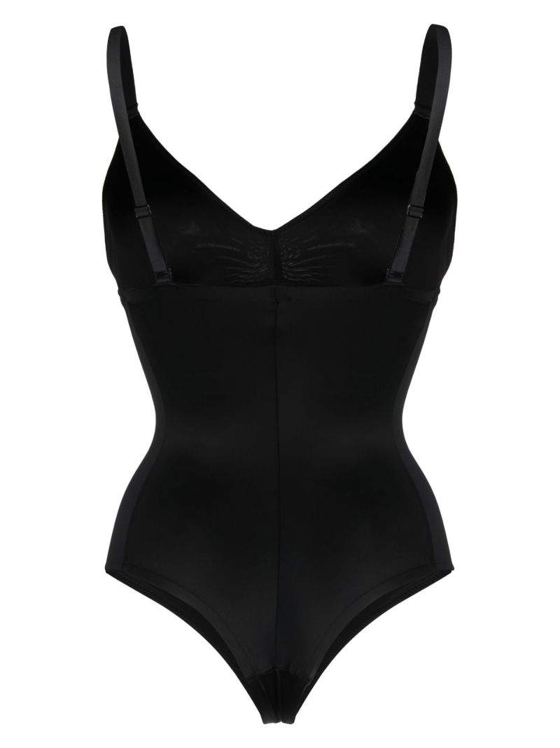 Black V-neck Thong Bodysuit